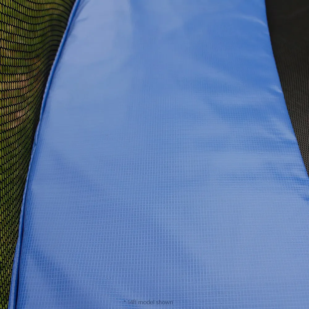 10ft Round Trampoline with Free Ladder, Spring Mat, Safety Pad Cover, and Enclosure - Blue