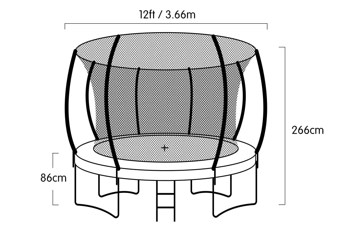 12ft Trampoline with Free Ladder, Spring Mat, Net, Safety Pad Cover, and Round Enclosure - Purple