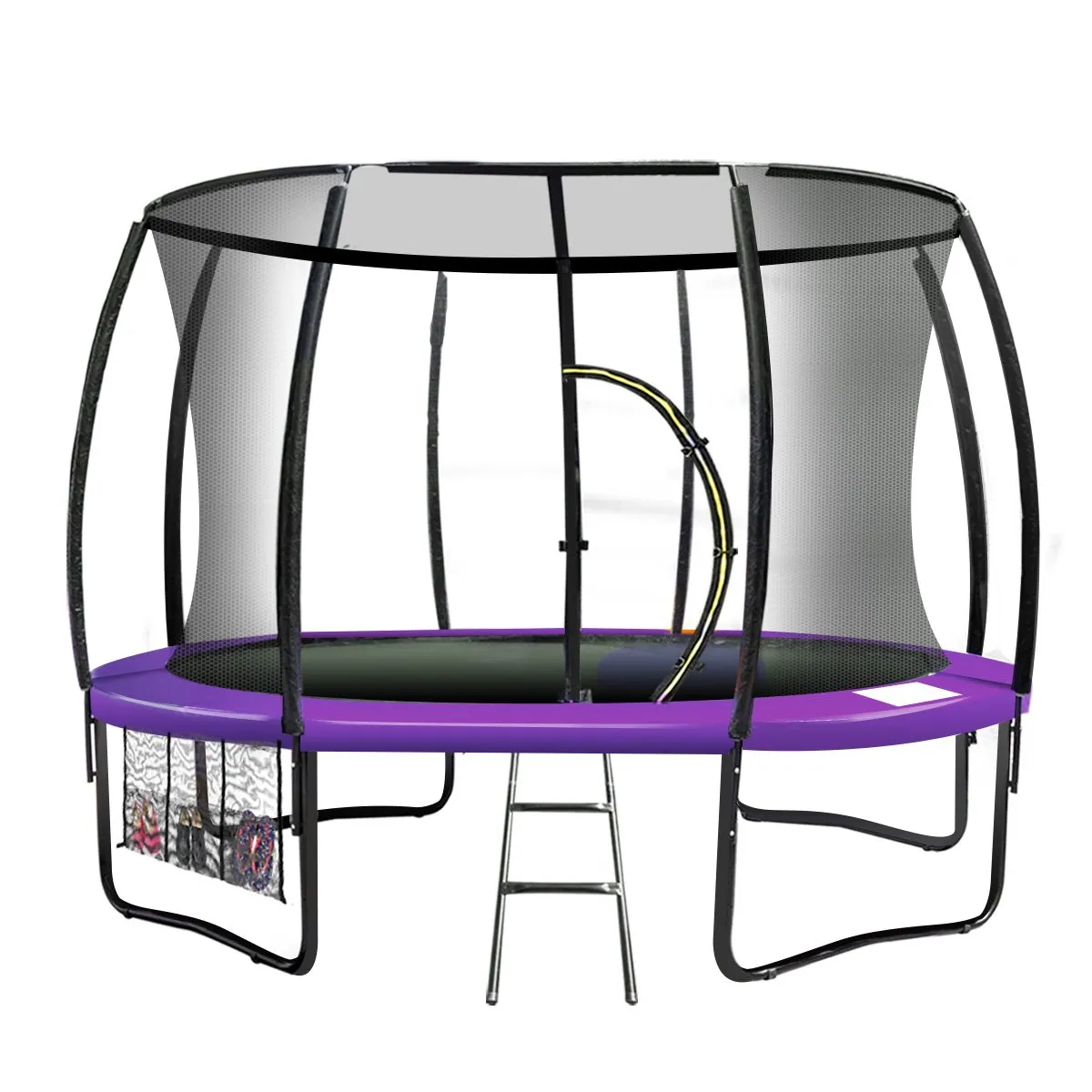 12ft Trampoline with Free Ladder, Spring Mat, Net, Safety Pad Cover, and Round Enclosure - Purple