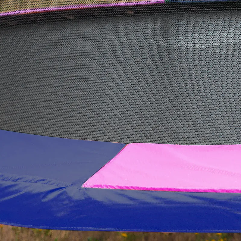 12ft Trampoline with Free Ladder, Spring Mat, Net, Safety Pad Cover, and Round Enclosure - Rainbow