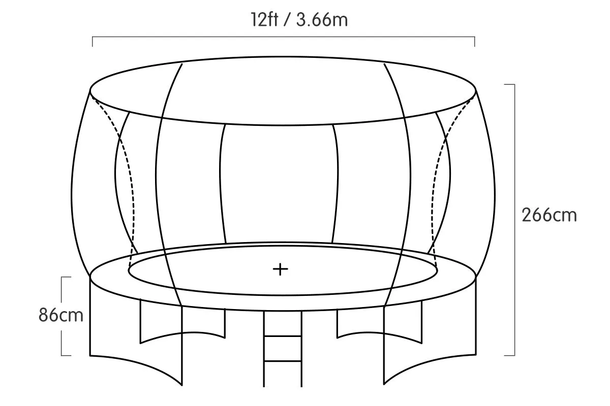 12ft Trampoline with Free Ladder, Spring Mat, Net, Safety Pad Cover, and Round Enclosure - Rainbow