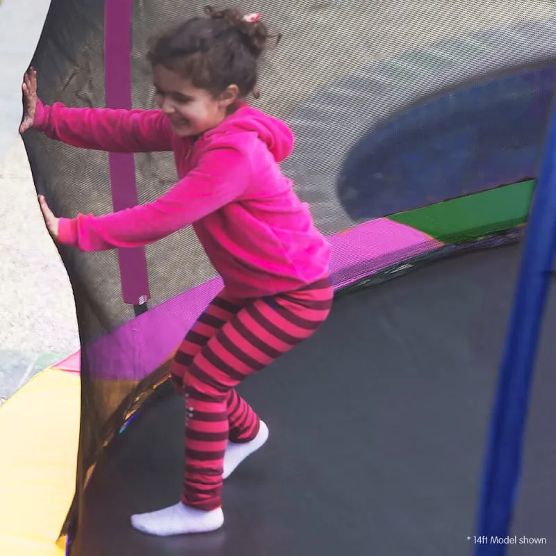 12ft Trampoline with Free Ladder, Spring Mat, Net, Safety Pad Cover, and Round Enclosure - Rainbow