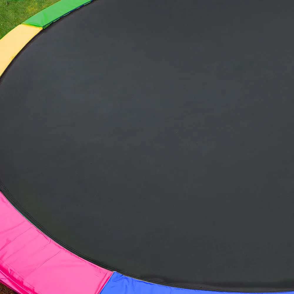 12ft Trampoline with Free Ladder, Spring Mat, Net, Safety Pad Cover, and Round Enclosure - Rainbow