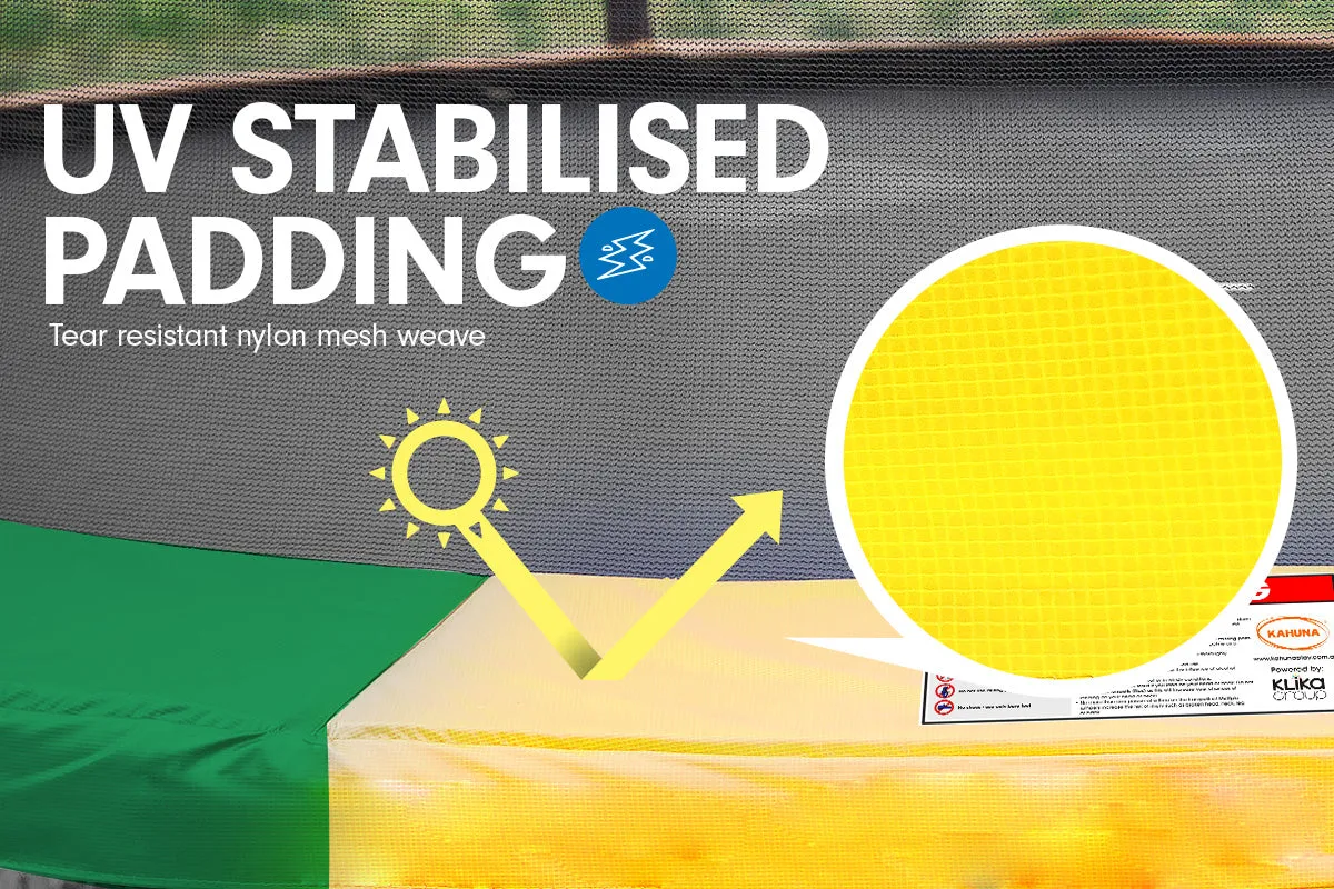 16ft Trampoline Safety Set: Ladder, Spring Mat, Net, Pad Cover - Rainbow