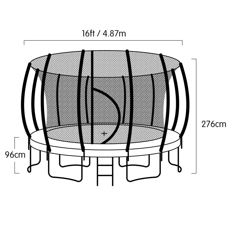 16ft Trampoline Safety Set: Ladder, Spring Mat, Net, Pad Cover - Rainbow