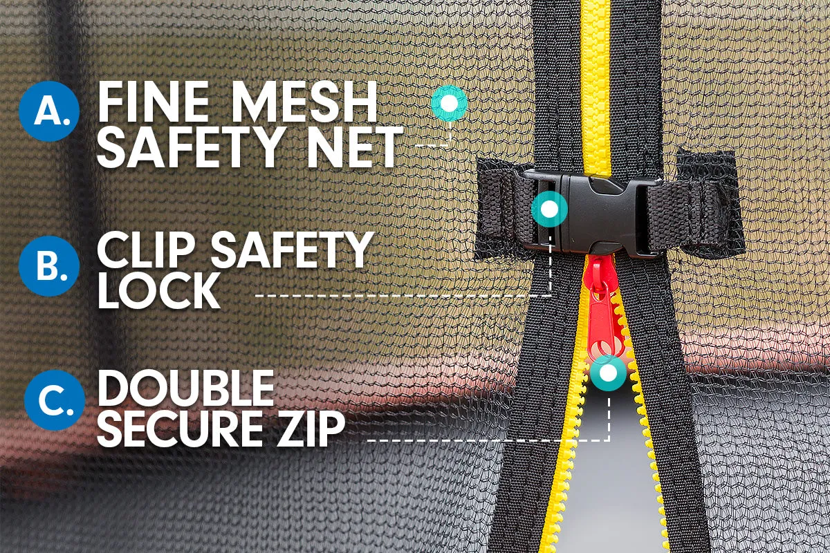 16ft Trampoline Safety Set: Ladder, Spring Mat, Net, Pad Cover - Rainbow