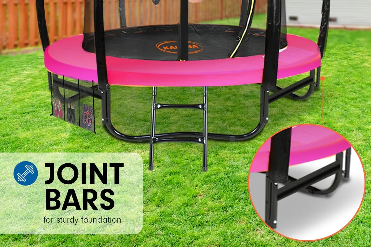 16ft Trampoline with Free Ladder, Spring Mat, Net, Safety Pad Cover, and Round Enclosure - Pink