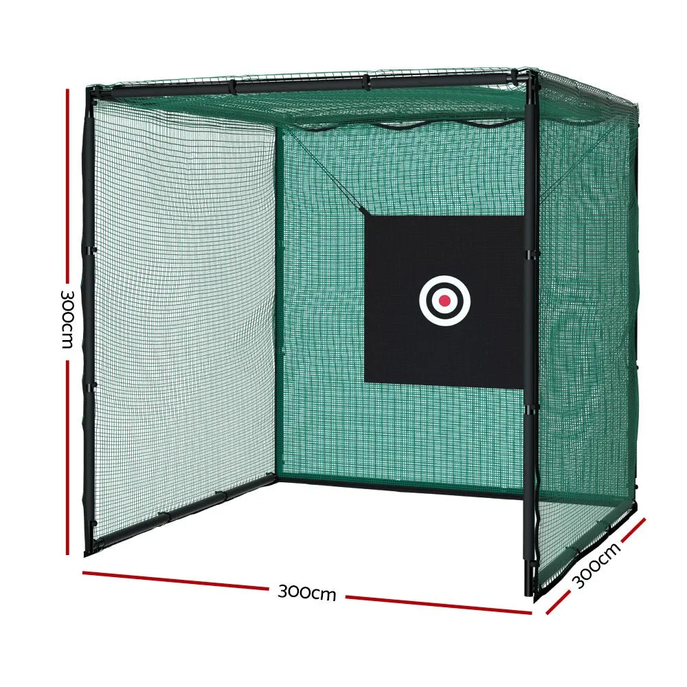 3m Hitting Net Golf Practice Cage with Steel Frame and Baseball/Football Training Functionality