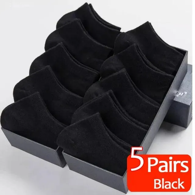 5 Pairs Mens Black Business Socks Breathable Comfortable High Quality Ankle Length