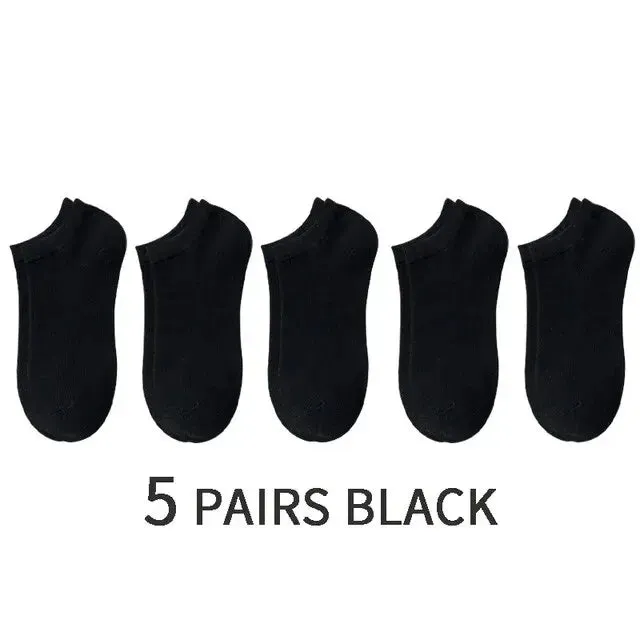 5 Pairs Mens Black Business Socks Breathable Comfortable High Quality Ankle Length