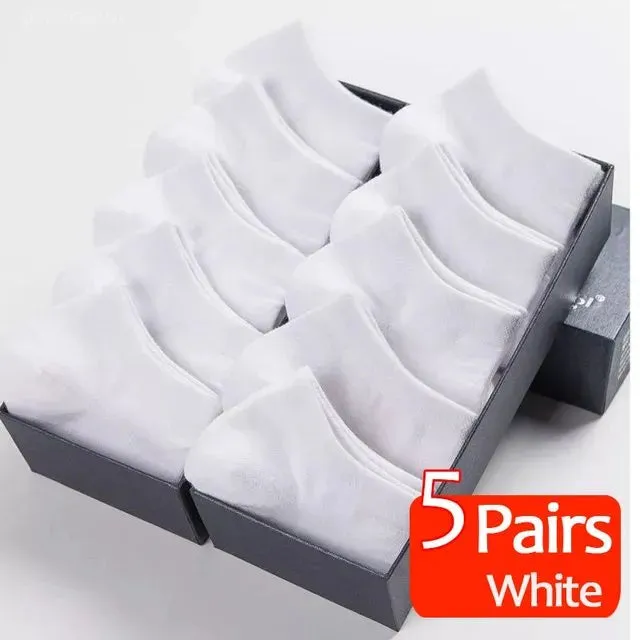 5 Pairs Mens Black Business Socks Breathable Comfortable High Quality Ankle Length