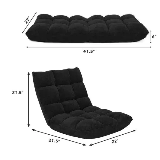 Adjustable 14-Position Floor Chair Folding Lazy Gaming Sofa Chair-Black