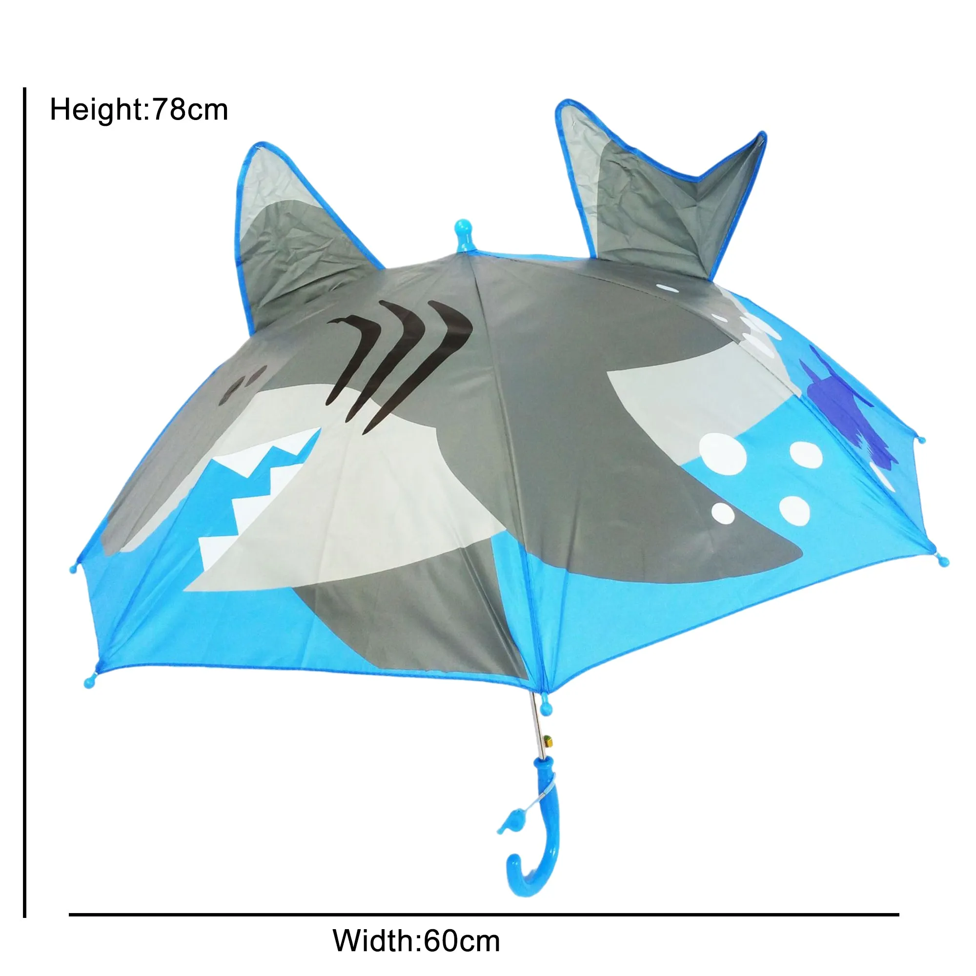 Babymoon Shark Designer Popup Ears Kids Umbrella | 2 To 15 Y | Grey