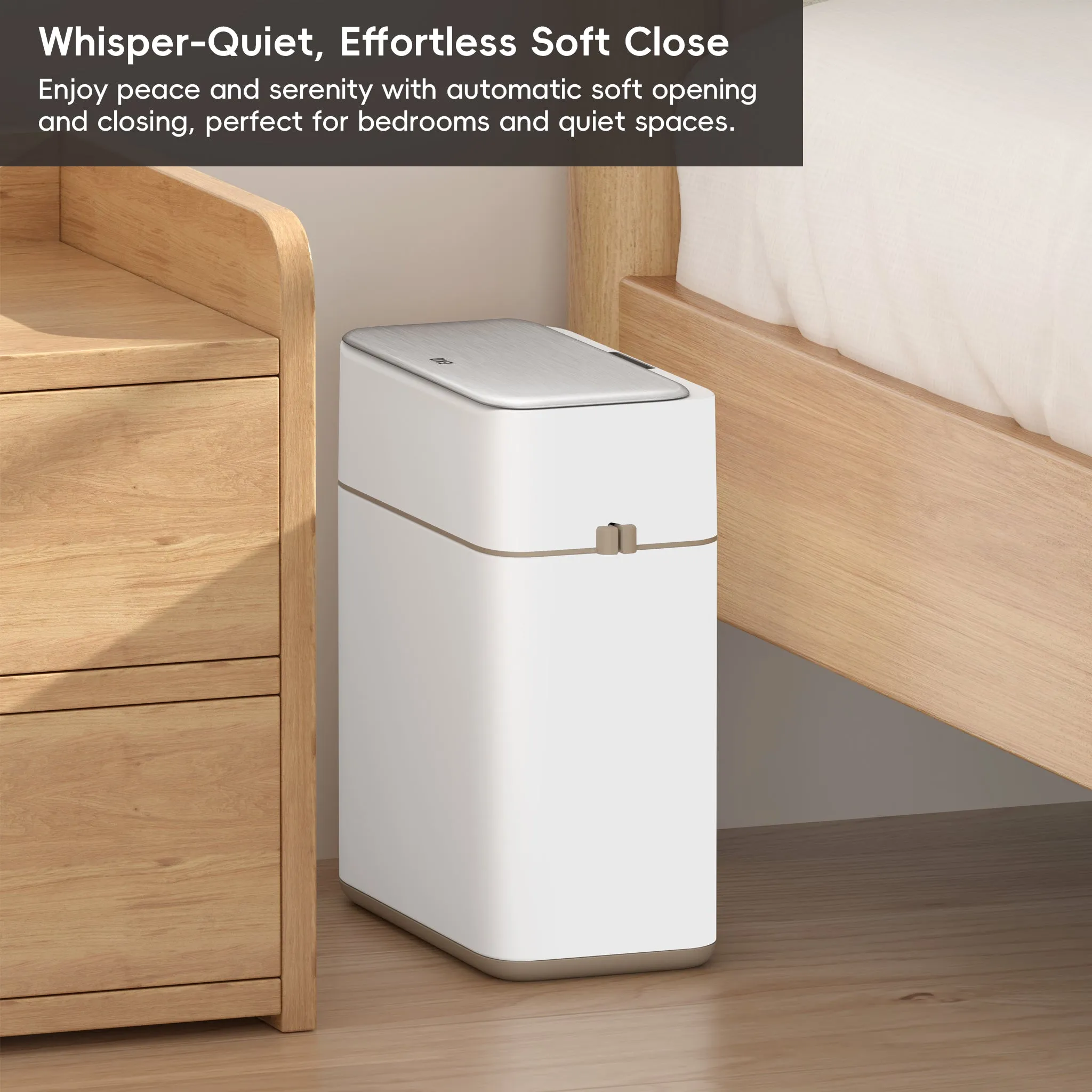 Bono Sensor Bathroom Trash Can with Lid - 8L/2.1 Gallon-White