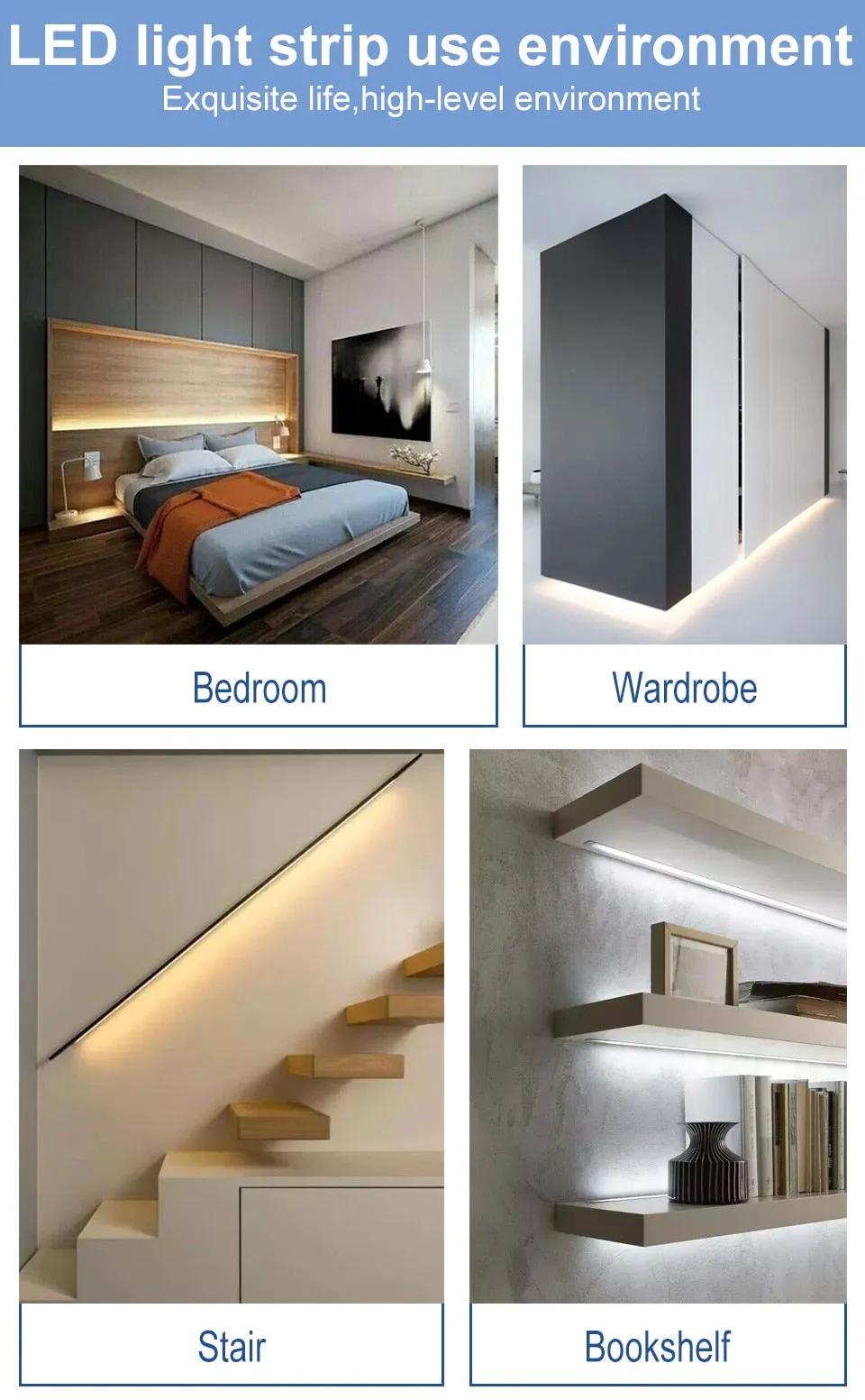 Cabinet Light Tape LED Motion Sensor LED Strip Light Waterproof Wireless