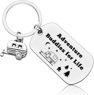 Camper Lover Gift for Men Funny Camping Keychain Happy Camper Keychain Happy Camper Gifts for Women Camping Accessories RV Camping Keychain Christmas Vacation Jewelry for Couple
