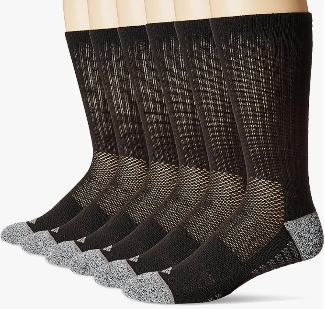 Columbia Men's Pique Weave Crew Socks, Black, 6 Pairs