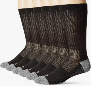Columbia Men's Pique Weave Crew Socks, Black, 6 Pairs