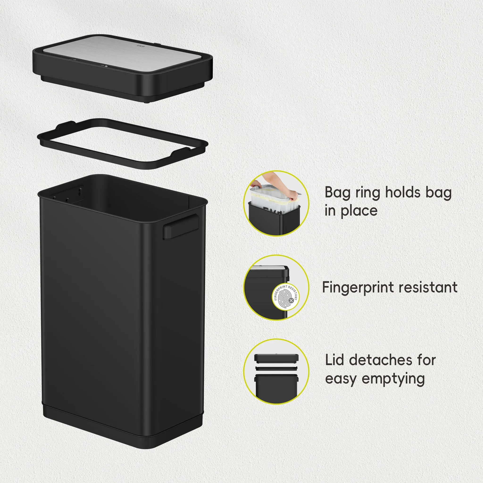 Deluxe Mirage-T Sensor Can - 50L / 13.2 Gal, Matte Black