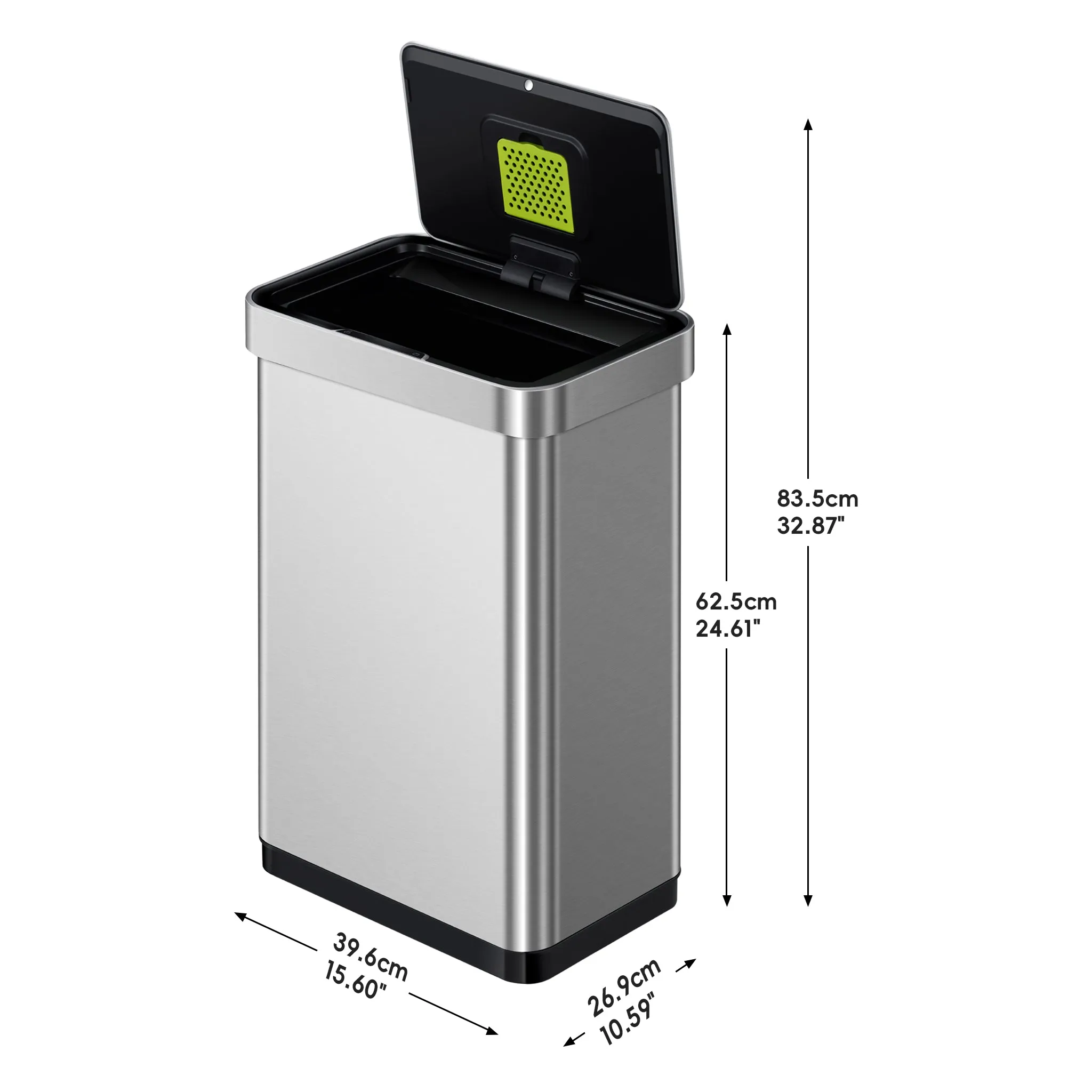 Deluxe Mirage-T Stainless Steel Motion Sensor Can - 50 Liter / 13.2 Gallon