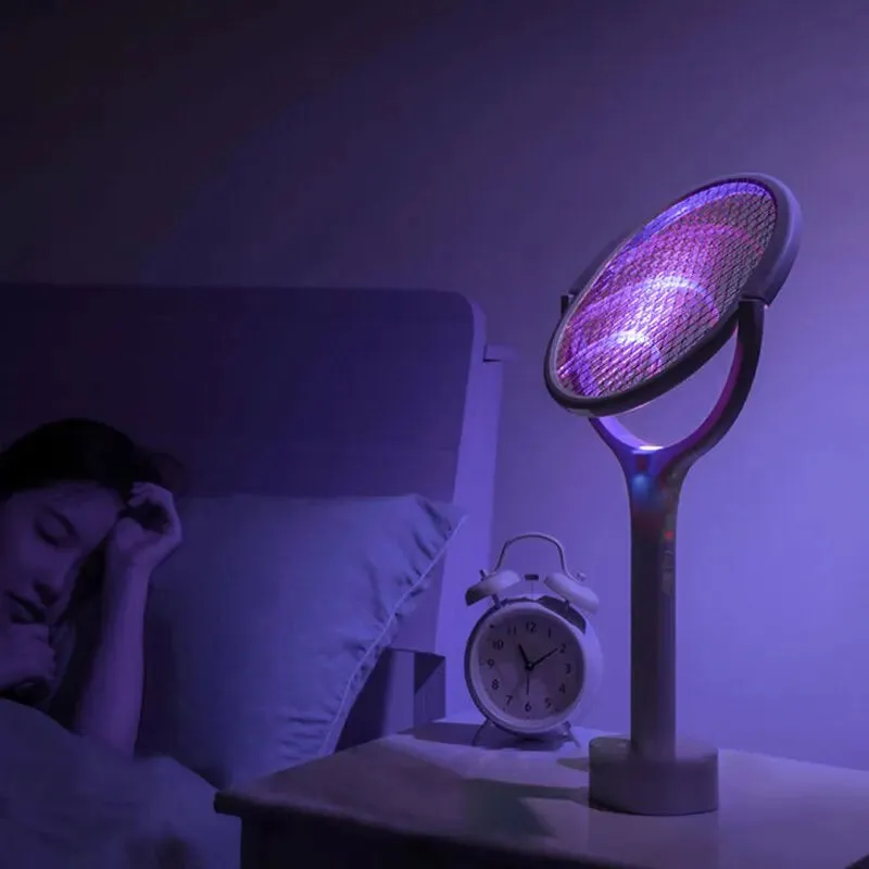 Fast Charging Racket Kill Fly Bug Safety Insulated Battery Powered Lamp ABS Adjustable Electric Mosquito Swatter 5 In 1