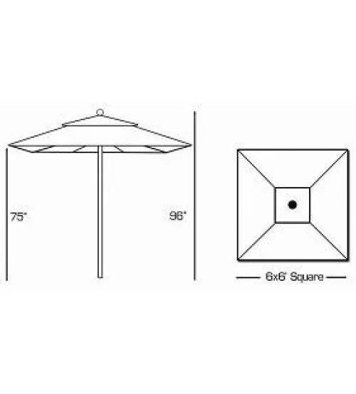 Galtech 762 - 6x6 FT Square Commercial Patio Umbrella