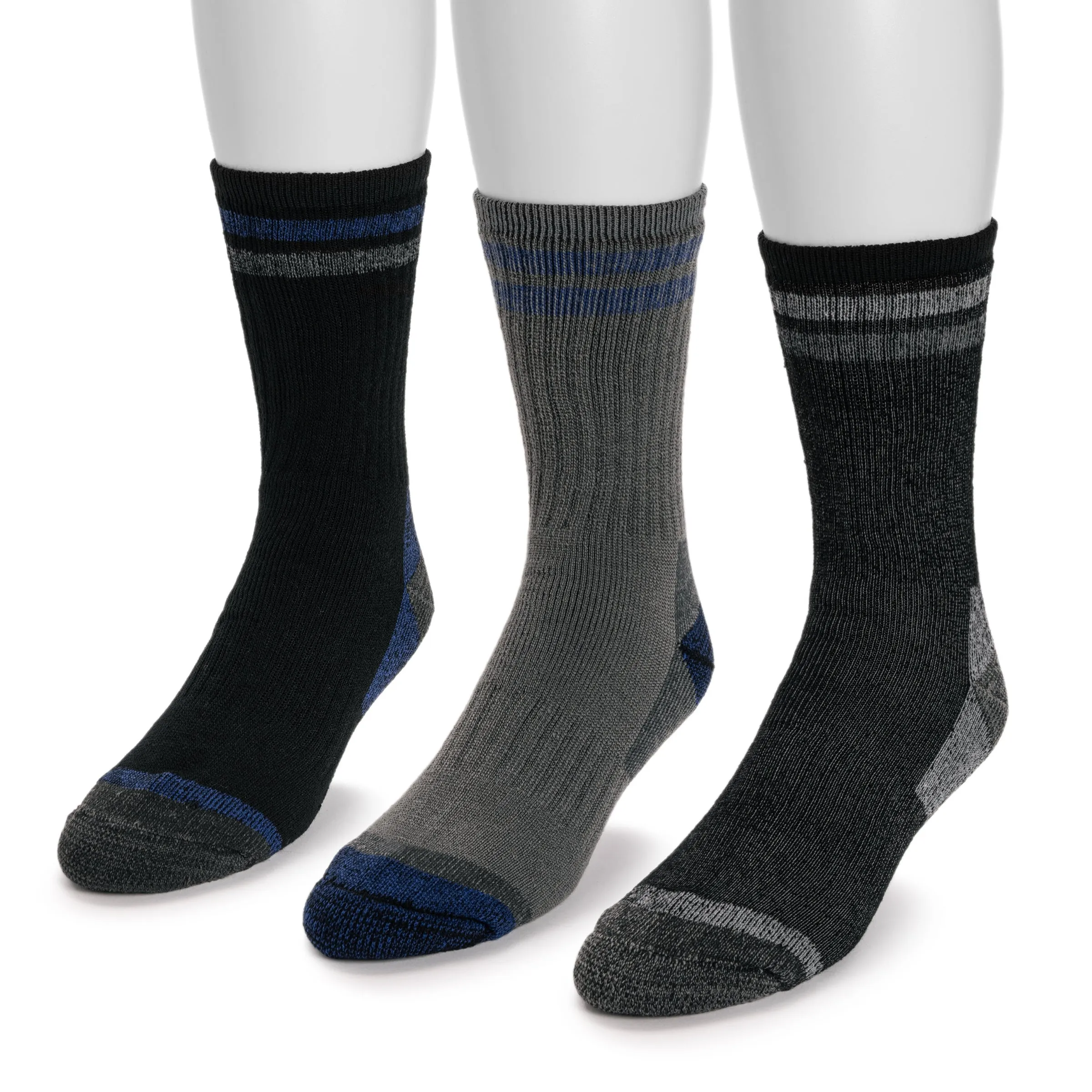 Men's 3 Pair Pack Crew Heat Retainer Hiking Socks