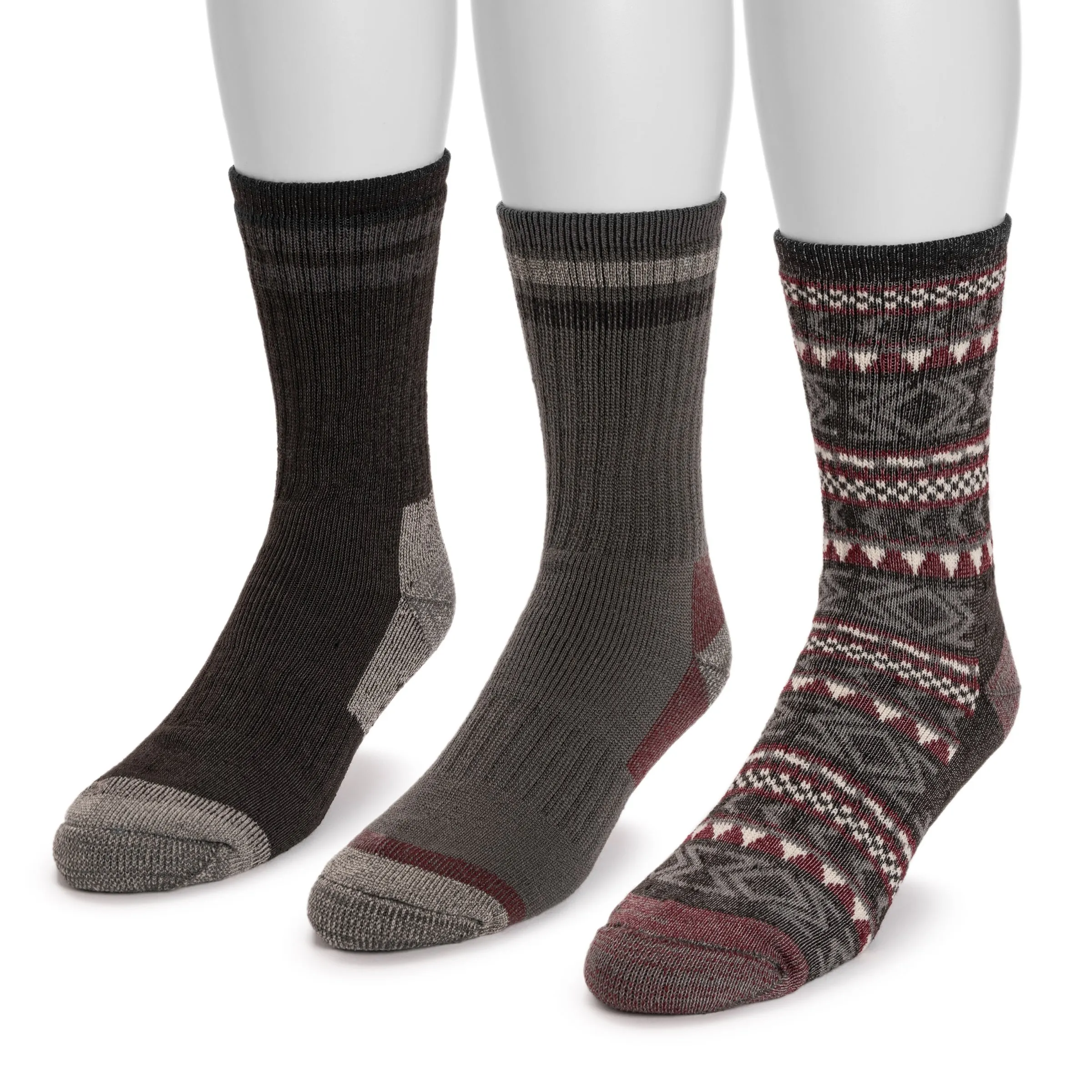Men's 3 Pair Pack Crew Heat Retainer Hiking Socks