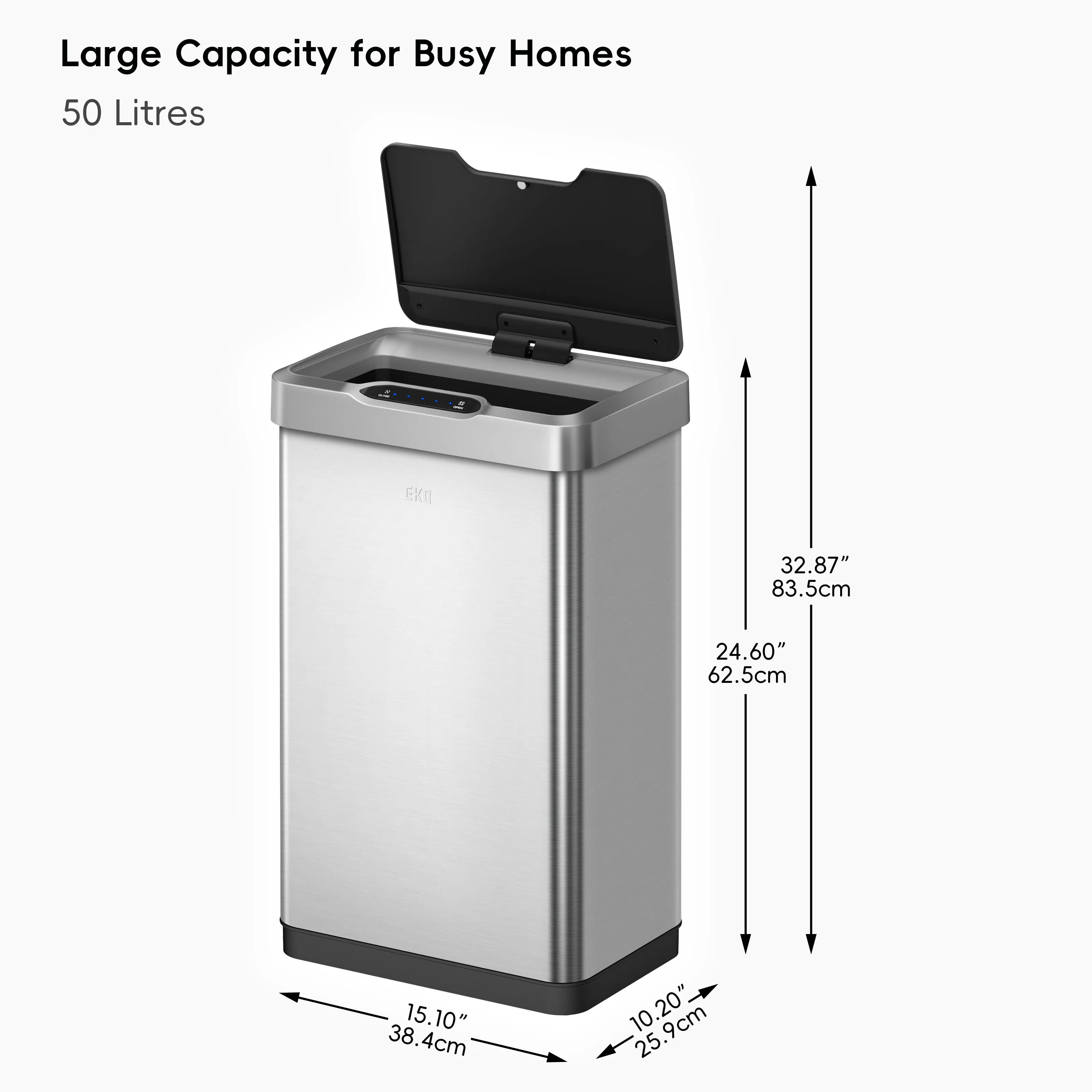 Mirage-T 50 Liter / 13.2 Gallon Stainless Steel Motion Sensor Can