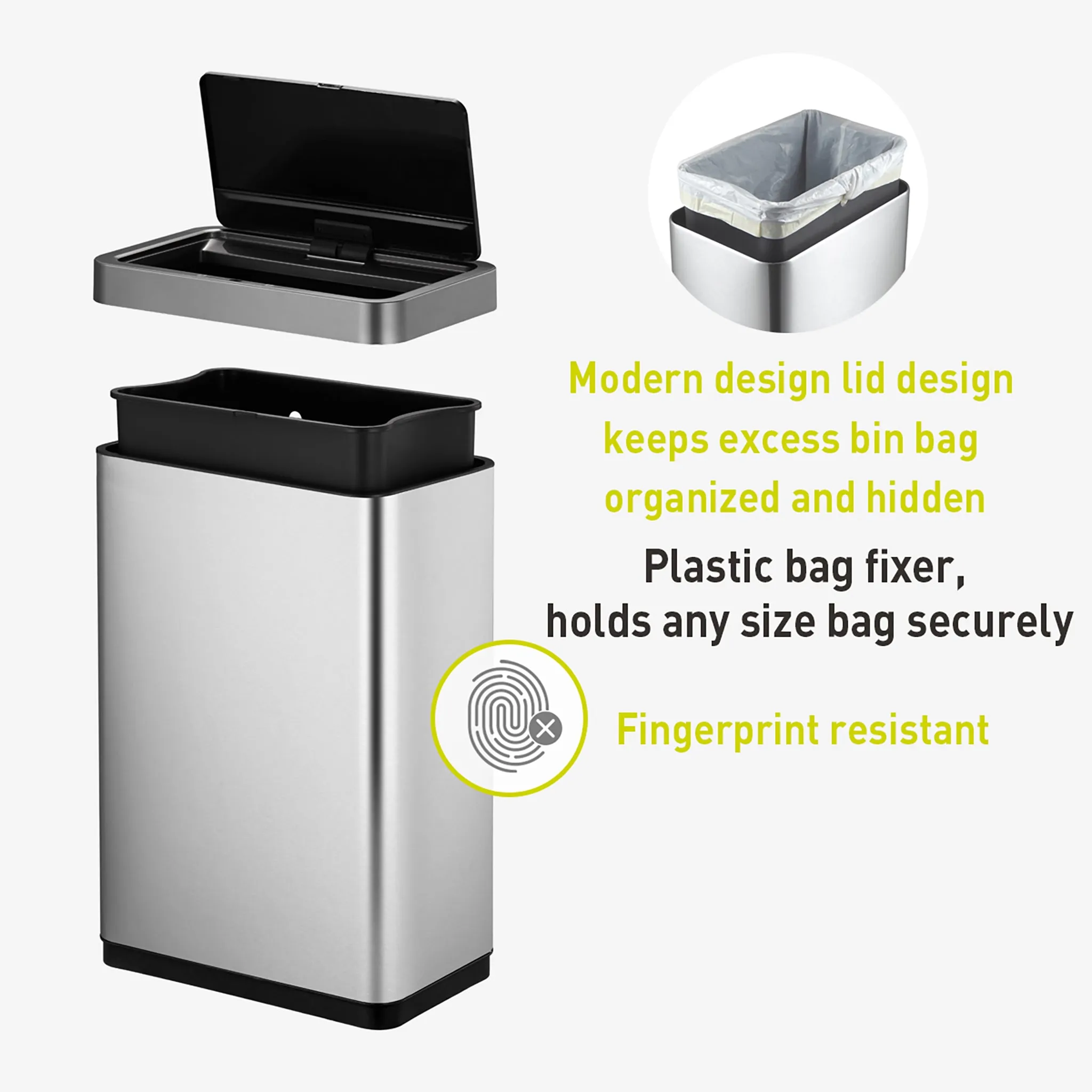 Mirage-X Sensor Can with Liner – 47Liter / 12.4 Gallon - Stainless Steel