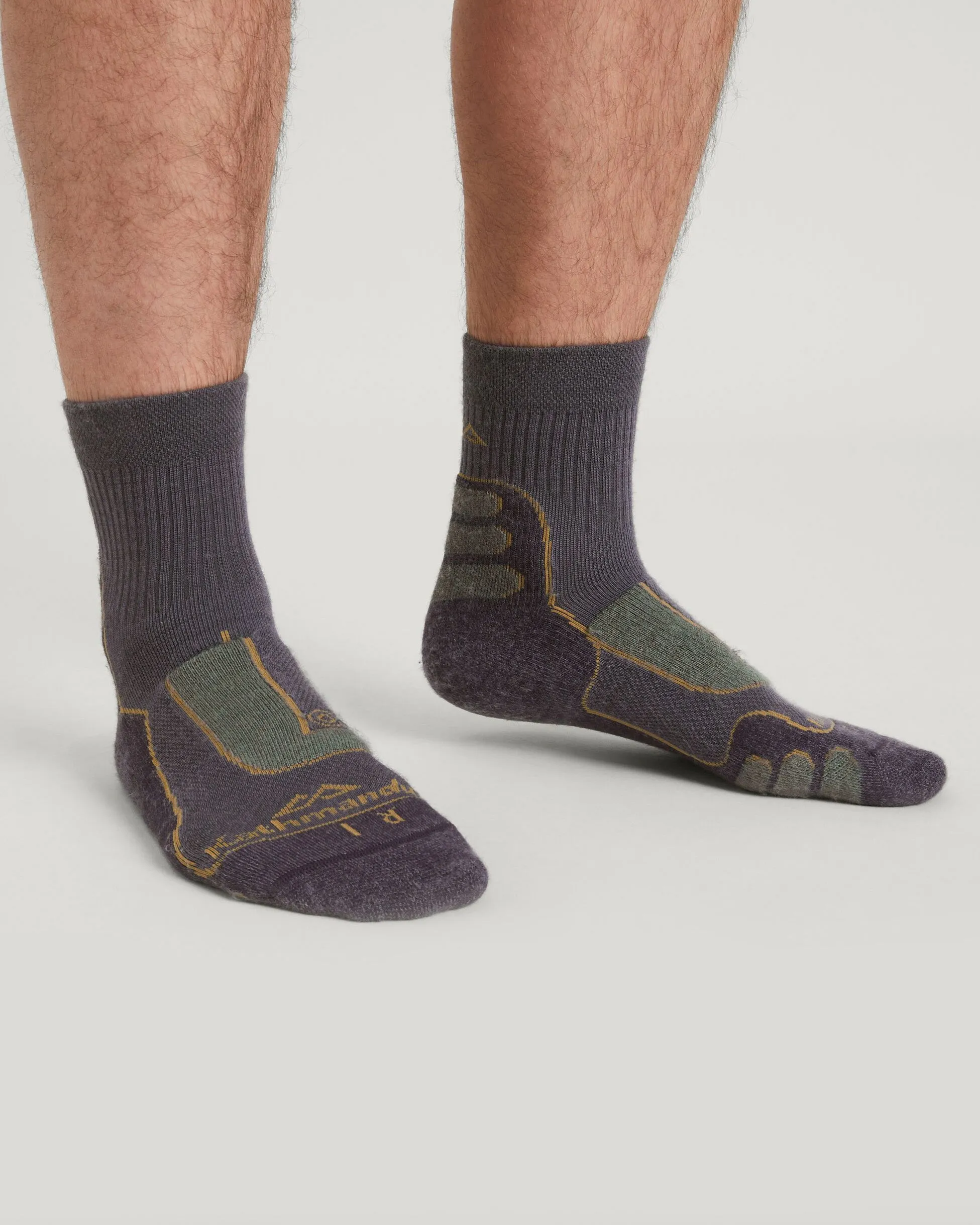 NuYarn Ergonomic Quarter Crew Hiking Socks - Dusk/Thyme/Golden Oak