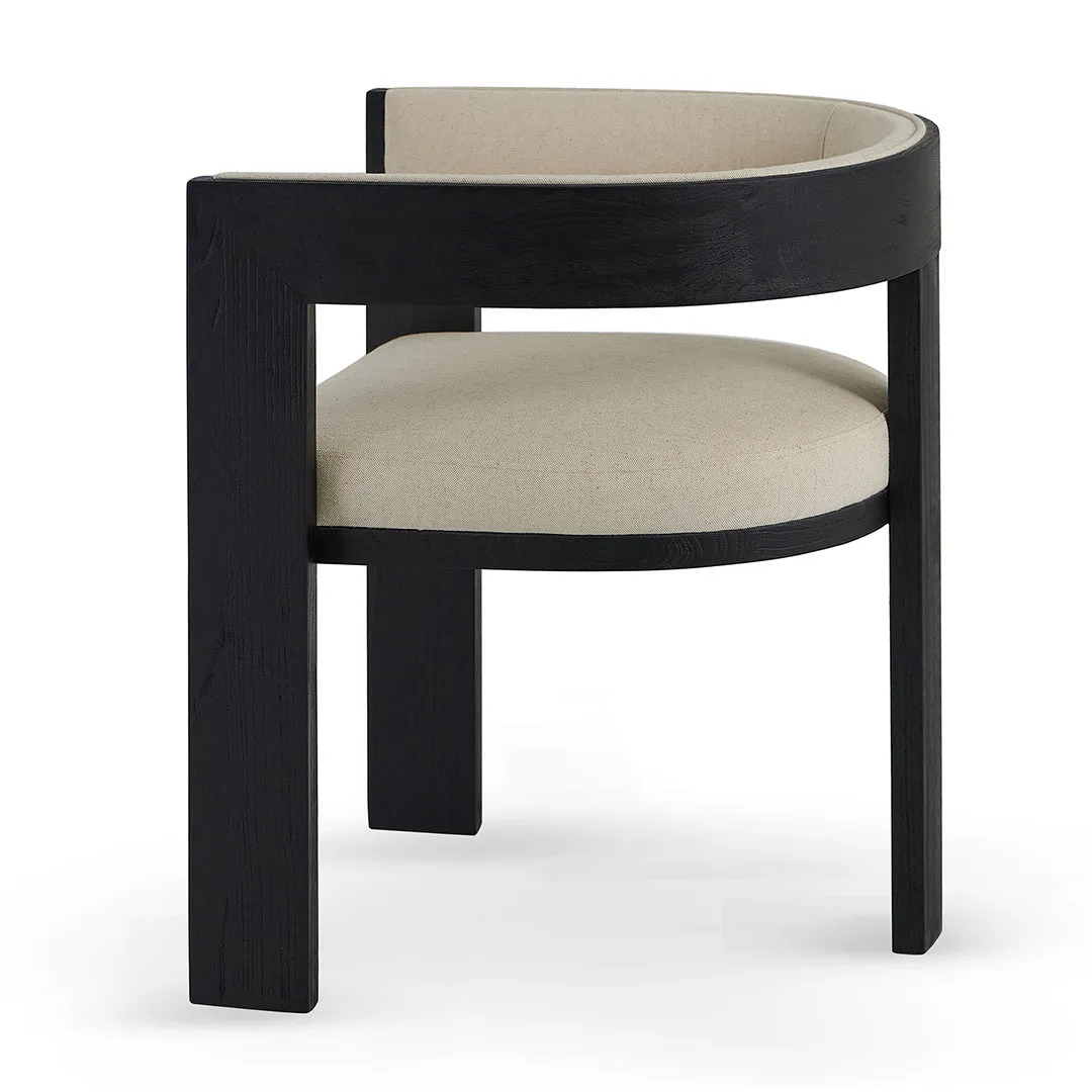 Set of 2 - Miles Black ELM Dining Chair - Light Beige