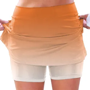 Womens Athletic Skirt with Shorts High Waist Elastic Yoga Culottes Tummy Control Skinny Tennis Golf Activewear Shorts