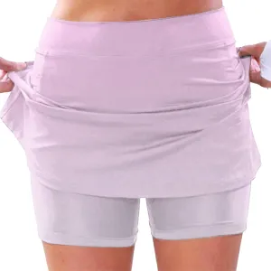 Womens Athletic Skirt with Shorts High Waist Elastic Yoga Culottes Tummy Control Skinny Tennis Golf Activewear Shorts